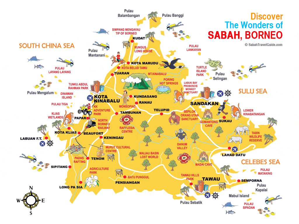 sabah malaysia map tourist