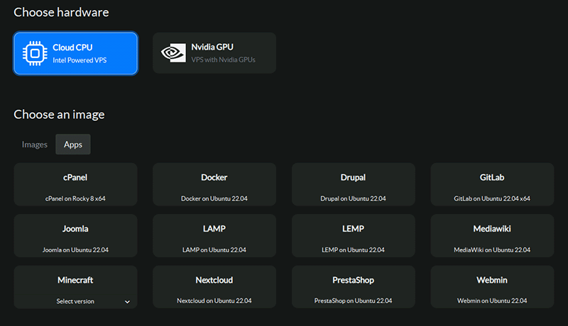 BitLaunch's hosting features