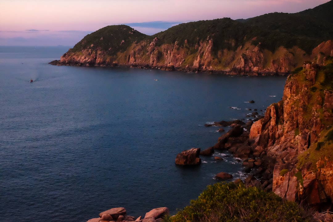 Dramatic coastal viewpoint overlooking a bay on Vietnam's central coast near the Hai Van Pass
