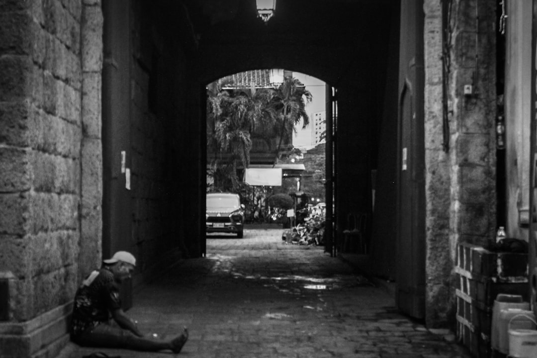 Stone archway corridor in Vigan Philippines colonial heritage district